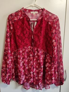 Farmers Market Womens Floral Lace Blouse